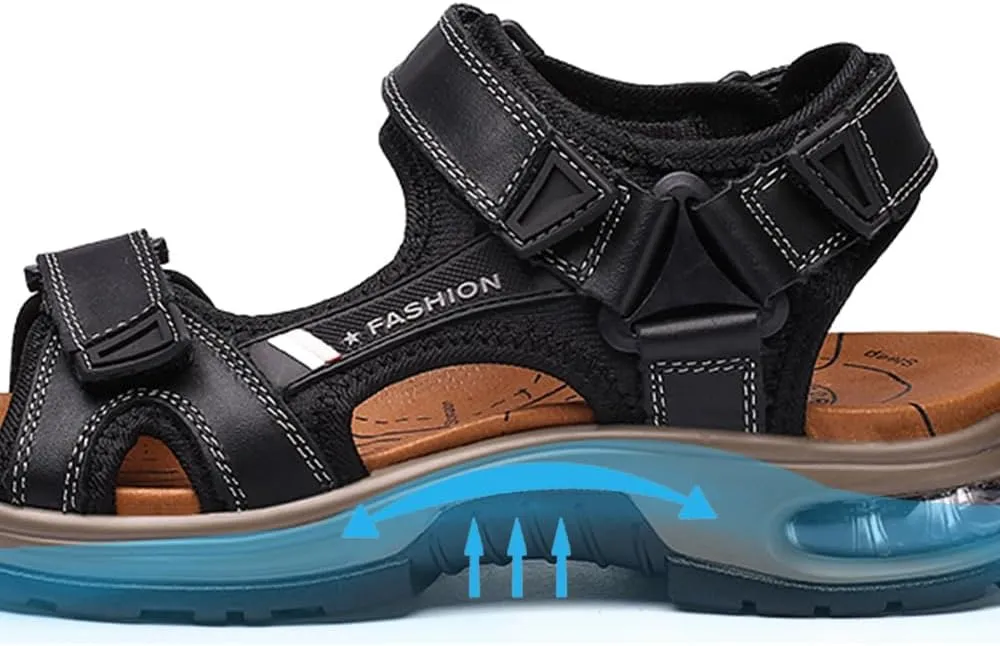 Mens Athletic Sandals Open Toe Hiking Outdoor Non-slip Sandals Air Cushion Sport Casual Beach Sandals