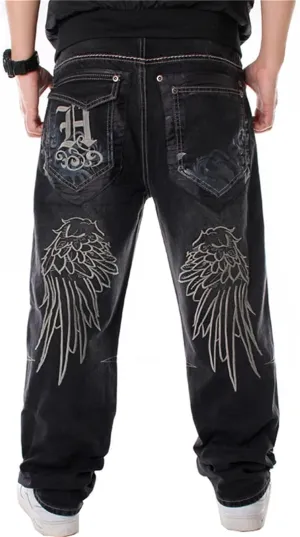 Men's Baggy Jeans Hip Hop Loose fit 90s Vintage Cargo Denim Pants Dance Skateboard Wide Leg Jeans Pants