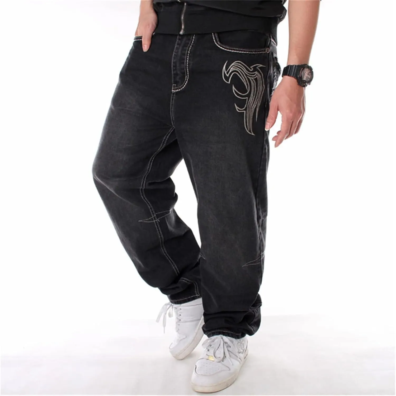 Men's Baggy Jeans Hip Hop Loose fit 90s Vintage Cargo Denim Pants Dance Skateboard Wide Leg Jeans Pants