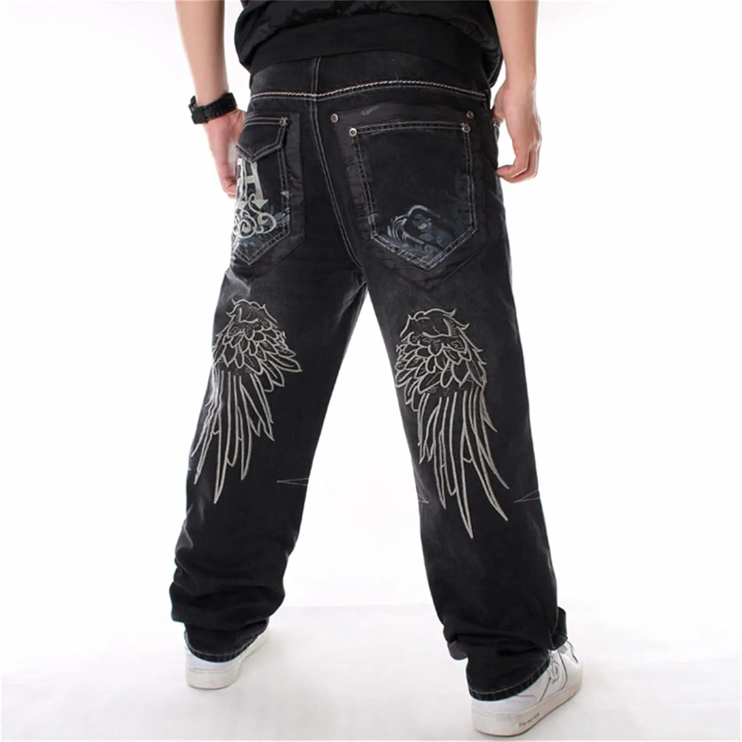Men's Baggy Jeans Hip Hop Loose fit 90s Vintage Cargo Denim Pants Dance Skateboard Wide Leg Jeans Pants