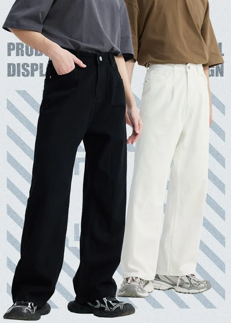 Mens Baggy Jeans Y2k Loose Fit Skater Jeans Casual Vintage Plain Wide Leg Grunge Pants Straight Leg Hip Hop Denim Jeans