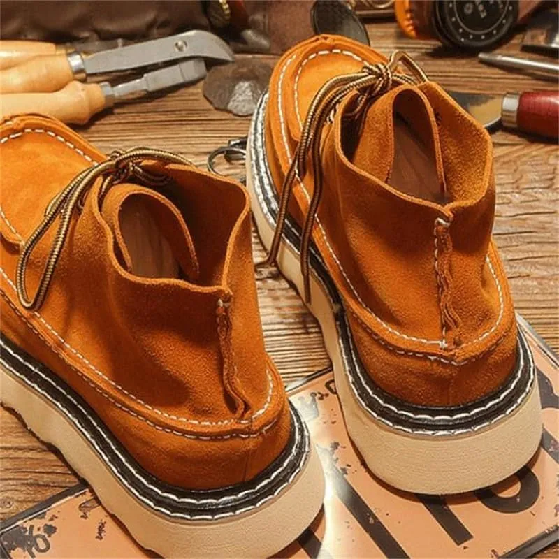 Men's Boots Frosted Suede High-top Shoes Casual Board Shoes Soft Comfortable Fabric Medium Tube Stitching Design Suitable For Daily Work School Commuting