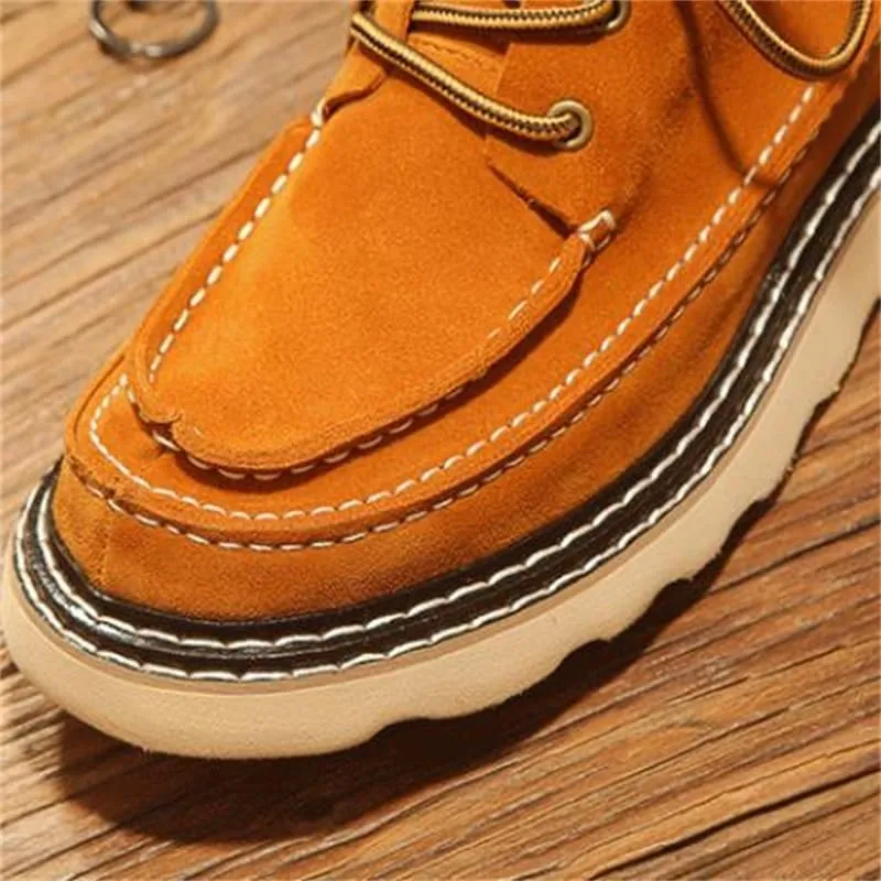 Men's Boots Frosted Suede High-top Shoes Casual Board Shoes Soft Comfortable Fabric Medium Tube Stitching Design Suitable For Daily Work School Commuting