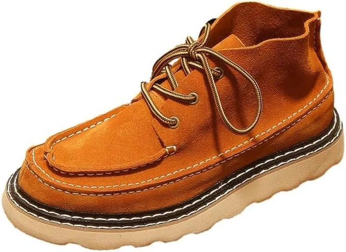 Men's Boots Frosted Suede High-top Shoes Casual Board Shoes Soft Comfortable Fabric Medium Tube Stitching Design Suitable For Daily Work School Commuting