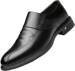 Men's British Style Leather Loafers Black Dress Shoes for Suit Casual Business Slip On Embossed Classic Fashion Walking Footwear