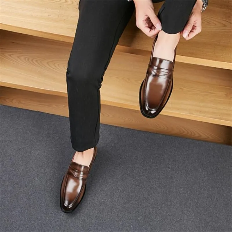 Men's British-Style -Pedal Loafers Business Formal Men's Leather Shoes Breathable Comfortable Soft Sole Suitable for Wedding Driving