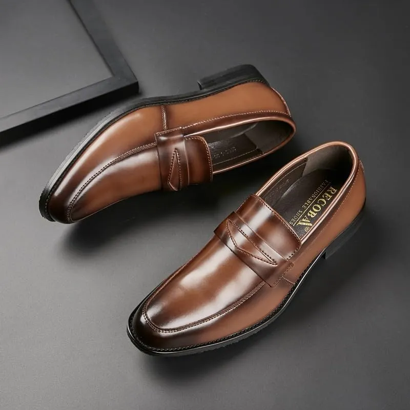 Men's British-Style -Pedal Loafers Business Formal Men's Leather Shoes Breathable Comfortable Soft Sole Suitable for Wedding Driving