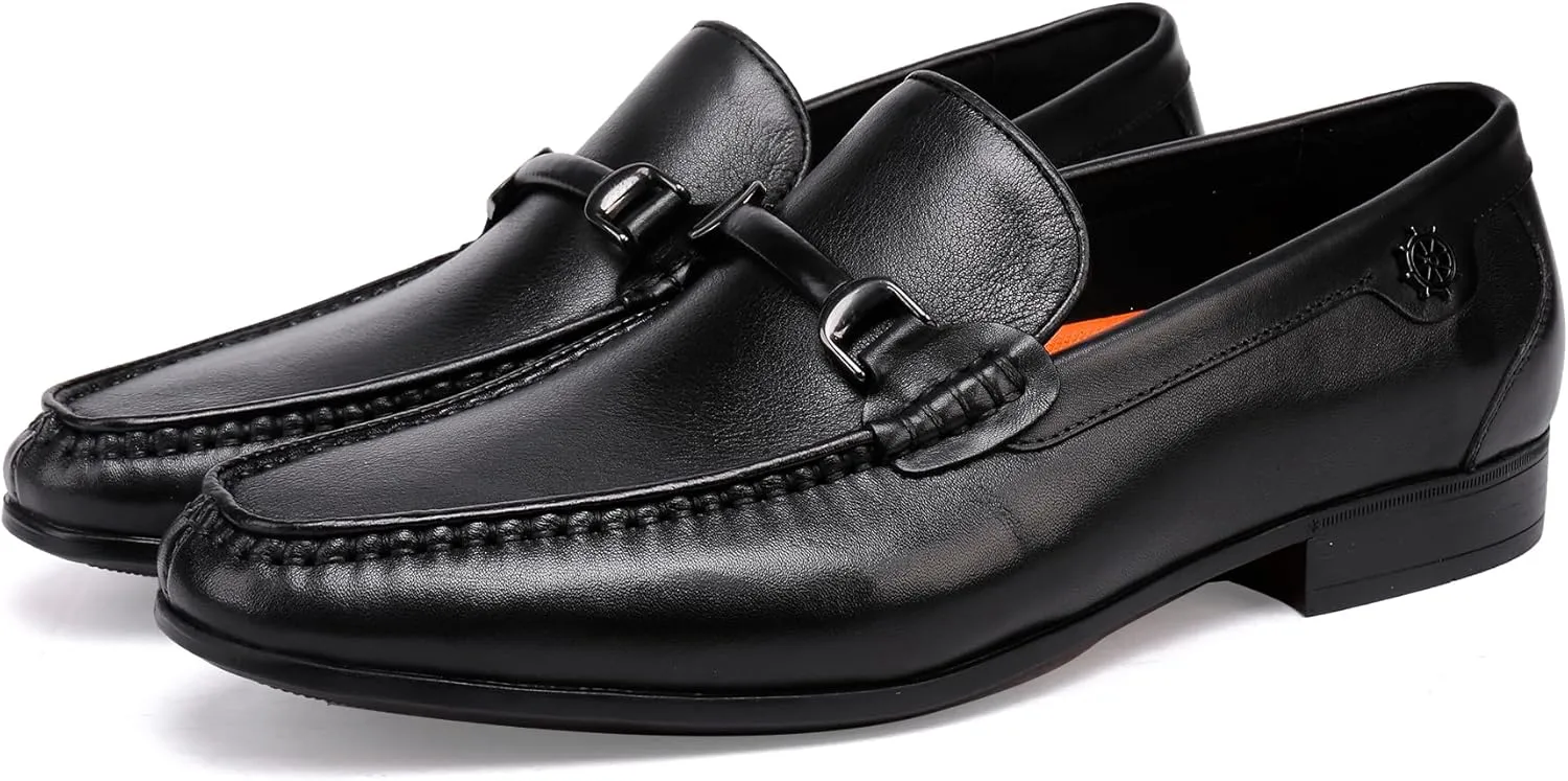 Mens Buckle Dress Shoes Loafers Classic Leather Business Dress Loafer Formal Slip On Penny Loafer Shoes
