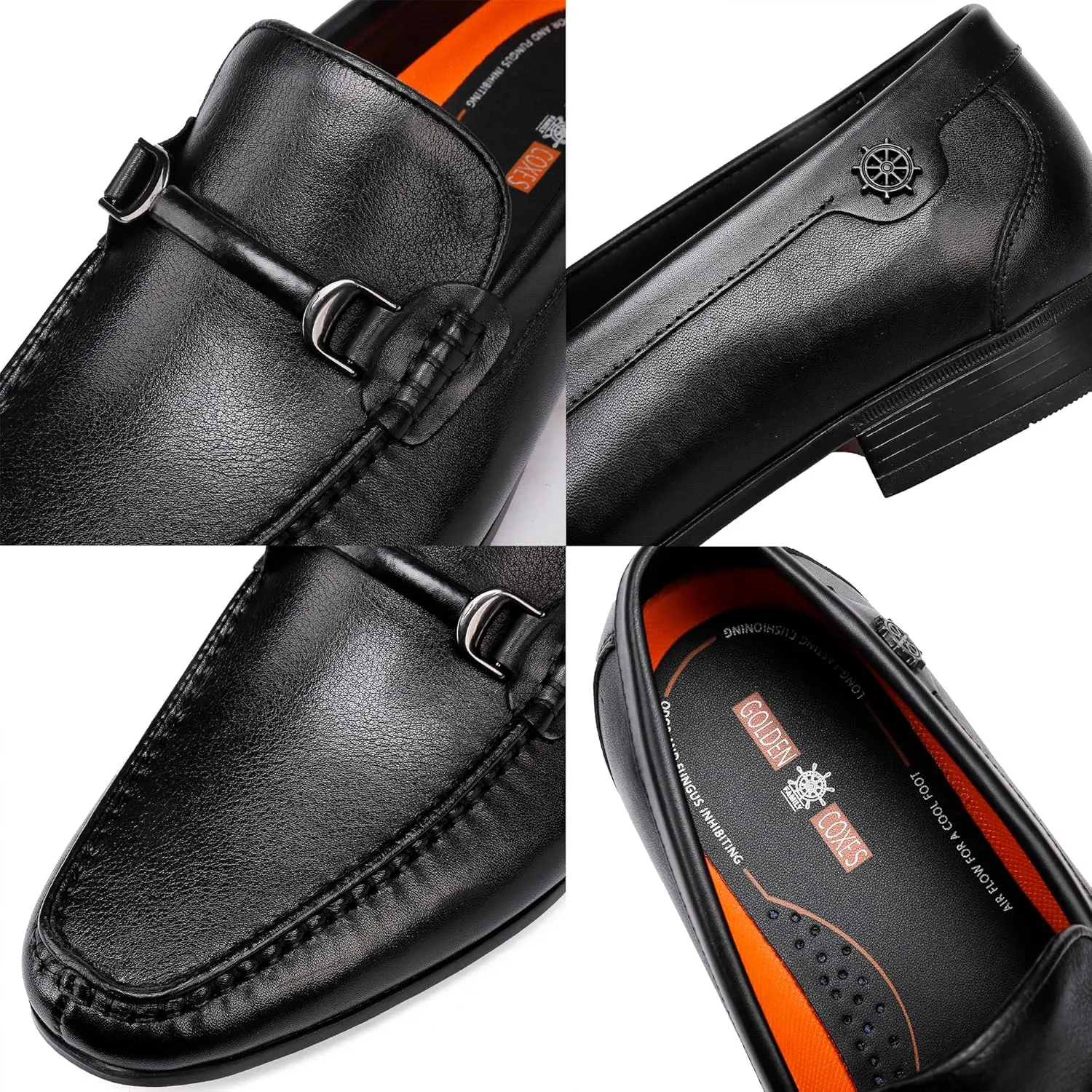 Mens Buckle Dress Shoes Loafers Classic Leather Business Dress Loafer Formal Slip On Penny Loafer Shoes