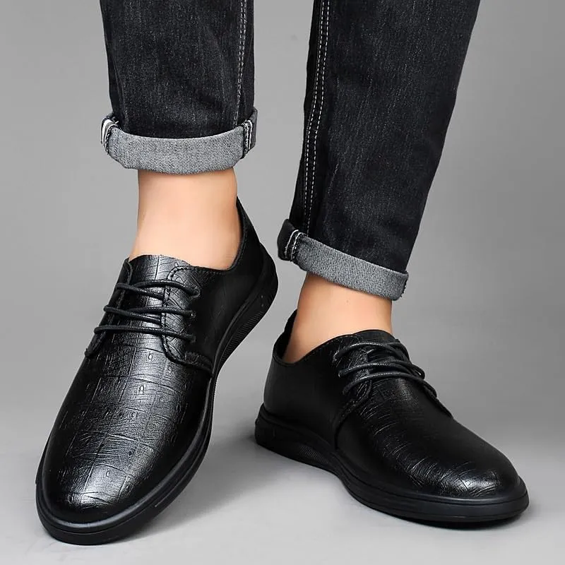 Men's Business Oxford Shoes Leather Lace Up Formal Dress Shoes Anti-Slip Comfortable Office Wedding Shoes