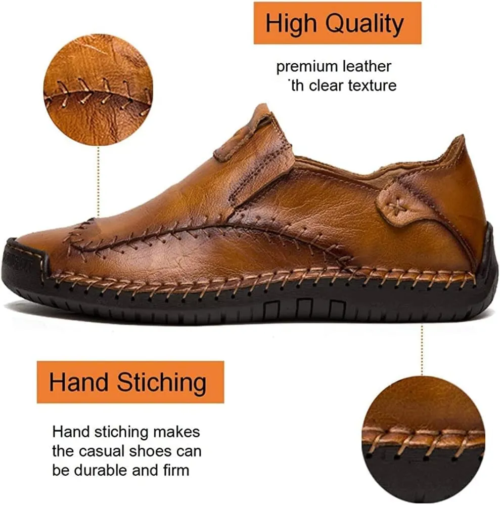 Men's Casual Leather Loafers Driving Walking Shoes Slip-on Formal Oxford Penny Classic Moccasins Hand Stitched
