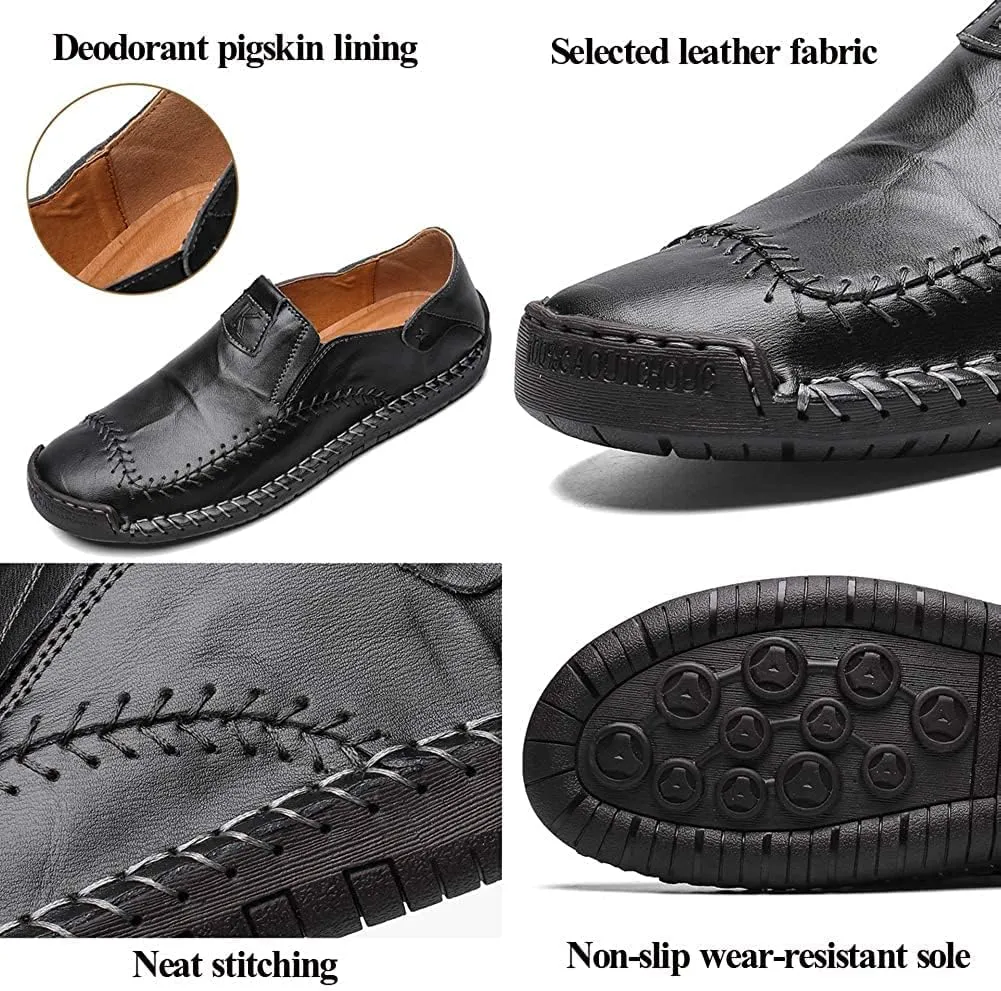 Men's Casual Leather Loafers Driving Walking Shoes Slip-on Formal Oxford Penny Classic Moccasins Hand Stitched