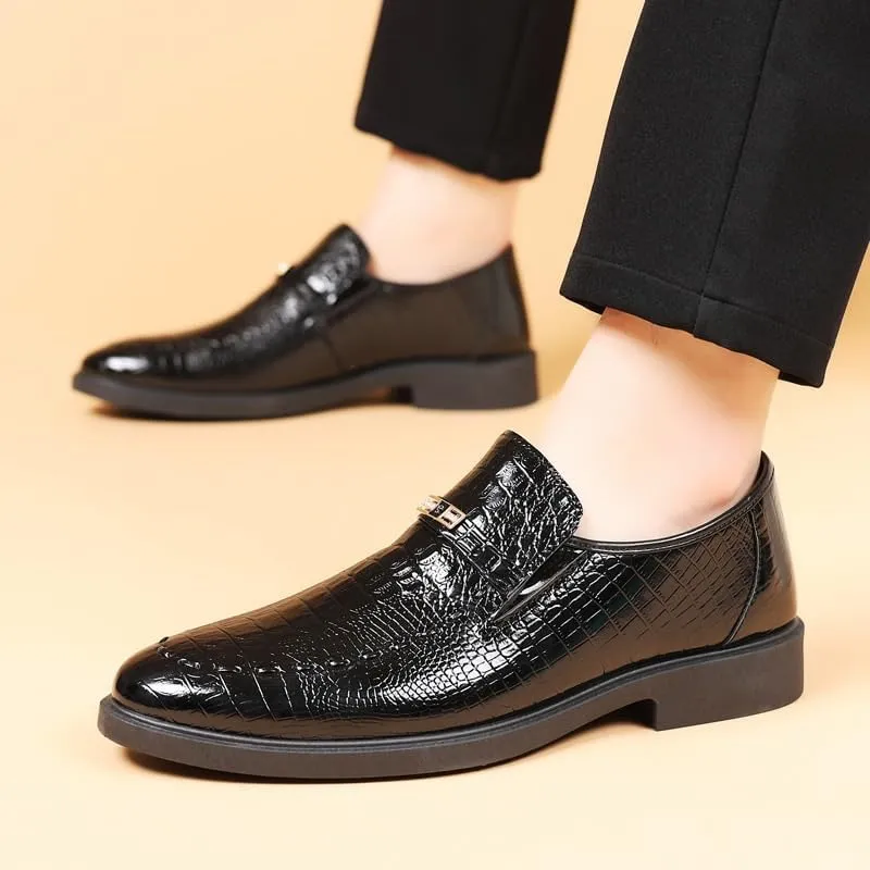 Mens Casual Shoes Classic Crocodile Printed Slip-on Penny Loafers Business Premium Shoes for Men
