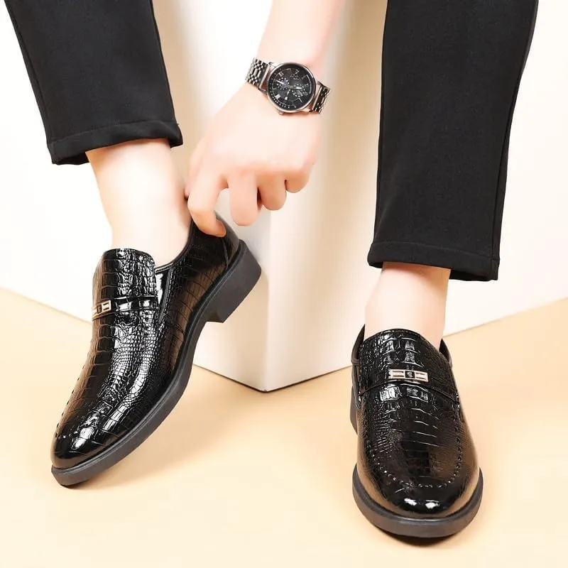 Mens Casual Shoes Classic Crocodile Printed Slip-on Penny Loafers Business Premium Shoes for Men