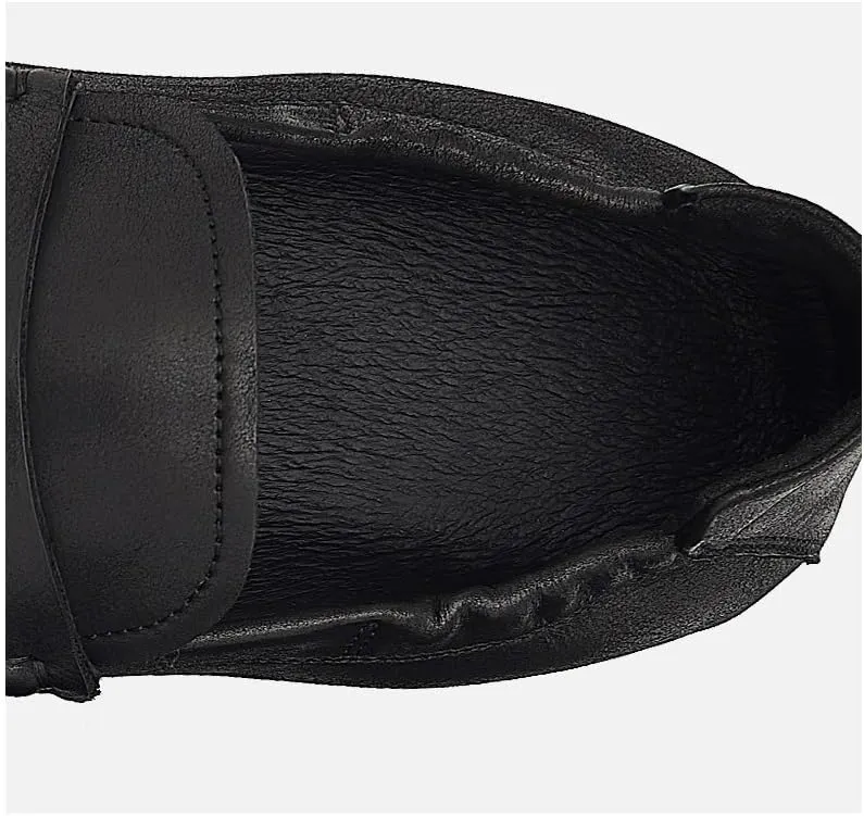 Men's Casual Slip On Leather Loafers Flat Boat Shoes for Driving Walking Wedding Outdoor Indoor Size