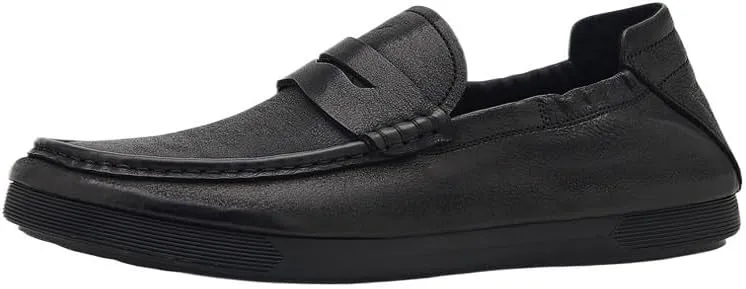 Men's Casual Slip On Leather Loafers Flat Boat Shoes for Driving Walking Wedding Outdoor Indoor Size