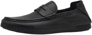 Men's Casual Slip On Leather Loafers Flat Boat Shoes for Driving Walking Wedding Outdoor Indoor Size