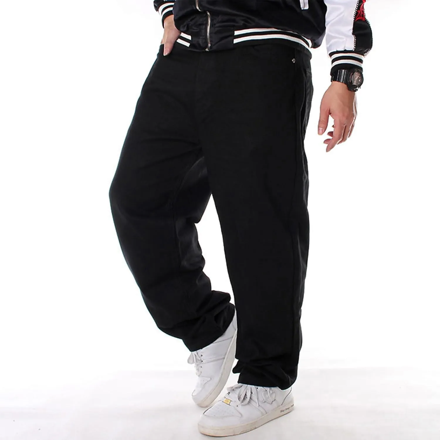 Men's Classic Baggy Jeans Hip Hop Streewear Jeans Casual Dance Jogging Trousers Loose Fit Denim Pants