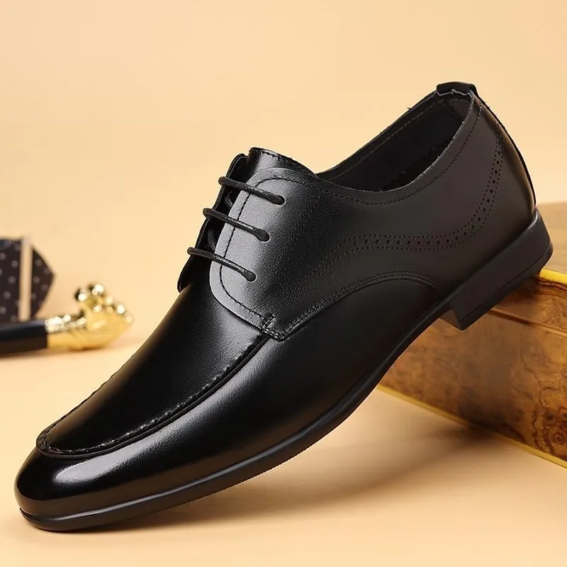Men's Classic Business Lace Up Dress Shoes Comfortable Non-Slip Low Top Wedding Work Shoes