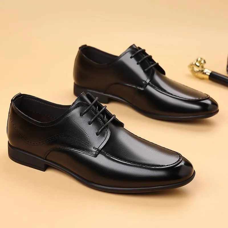 Men's Classic Business Lace Up Dress Shoes Comfortable Non-Slip Low Top Wedding Work Shoes