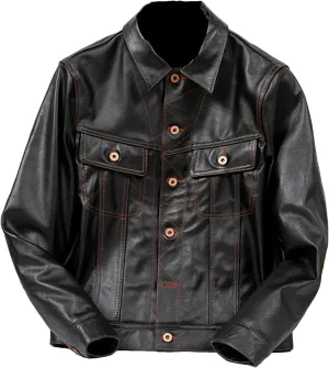 Men’s Cowhide Leather Jacket Cool Weather Vintage Finish Motorcycle Coat