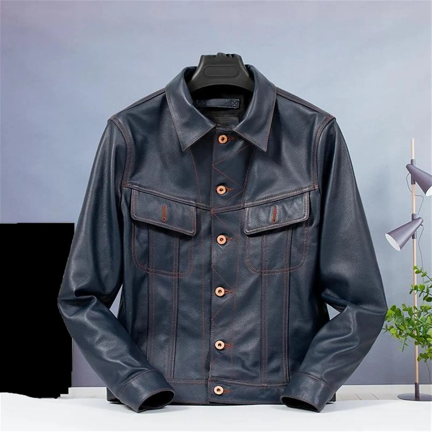 Men’s Cowhide Leather Jacket Cool Weather Vintage Finish Motorcycle Coat