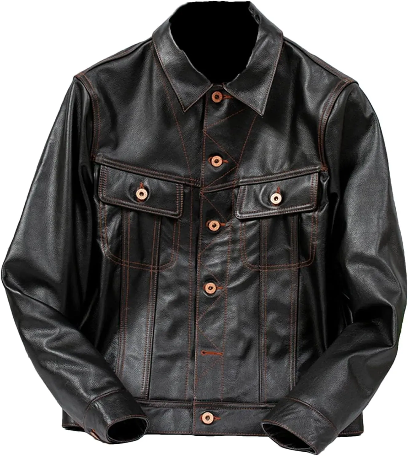 Men’s Cowhide Leather Jacket Cool Weather Vintage Finish Motorcycle Coat