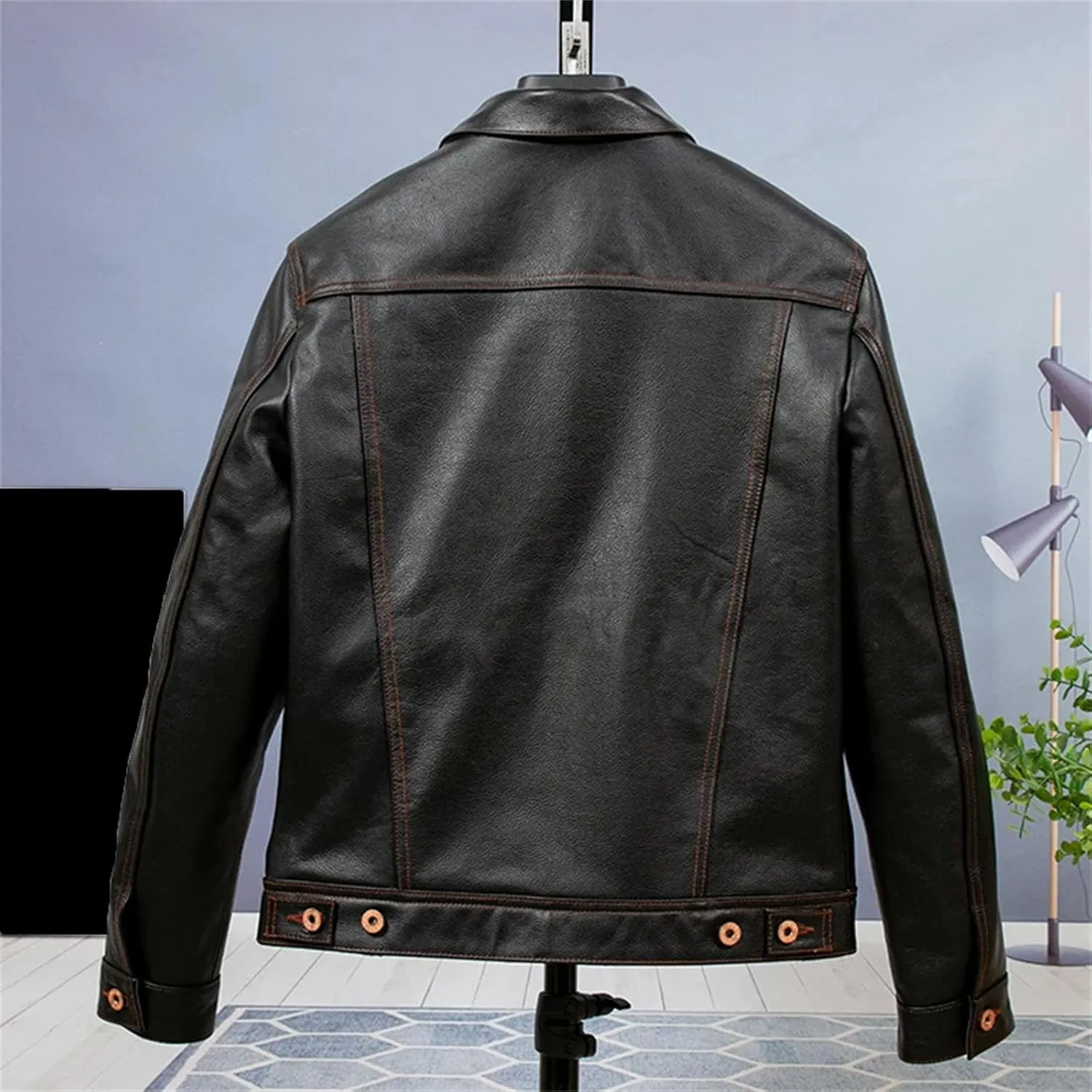 Men’s Cowhide Leather Jacket Cool Weather Vintage Finish Motorcycle Coat