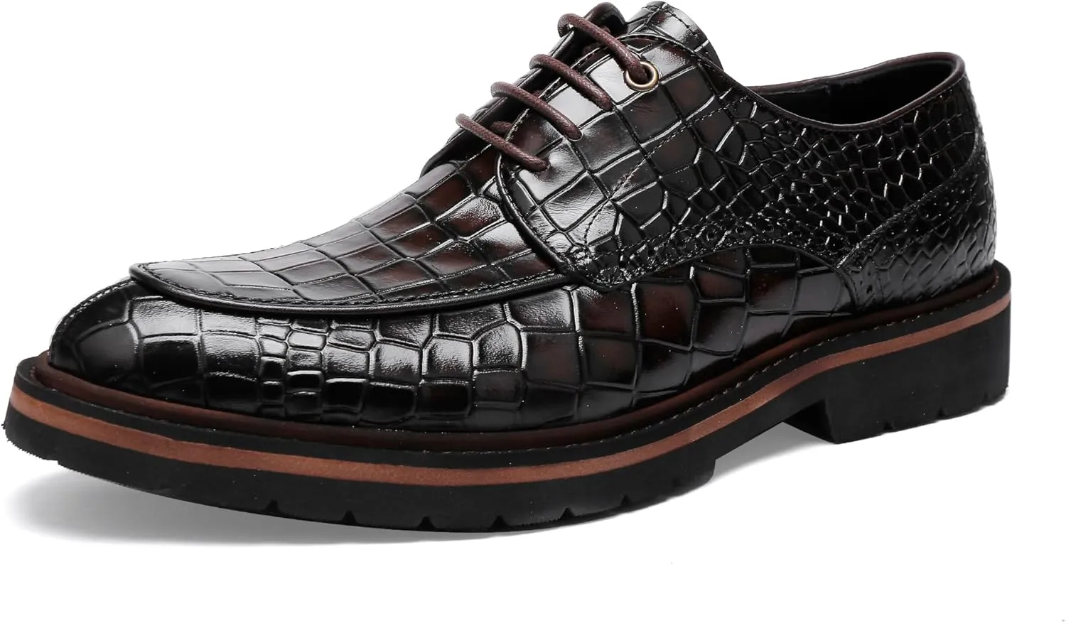 Men's Crocodile Pattern Leather Dress Shoes Loafers,Formal Business Lace up Shoes for Men