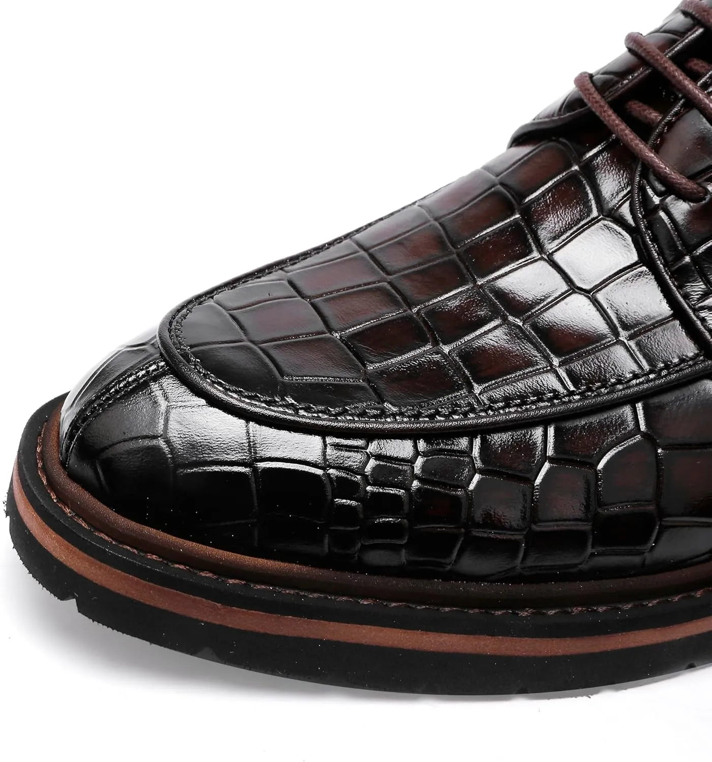 Men's Crocodile Pattern Leather Dress Shoes Loafers,Formal Business Lace up Shoes for Men