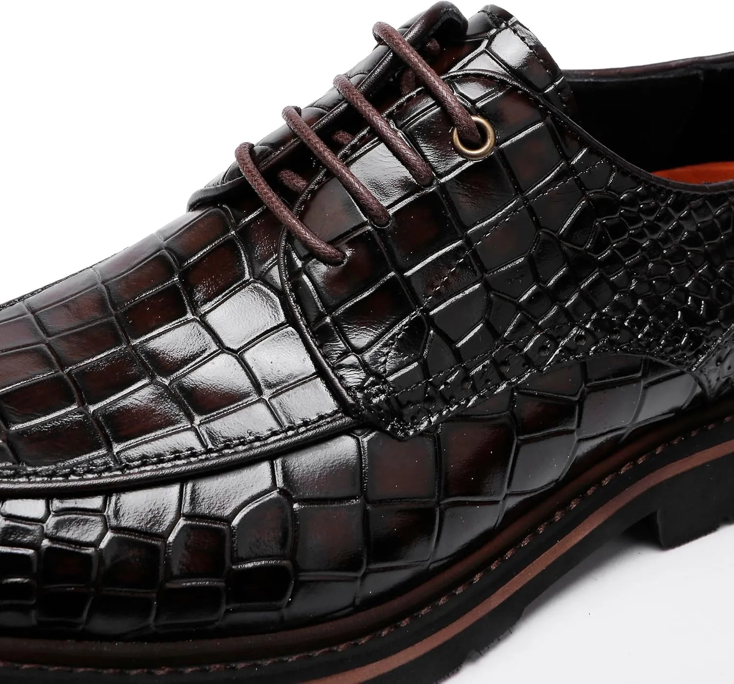 Men's Crocodile Pattern Leather Dress Shoes Loafers,Formal Business Lace up Shoes for Men