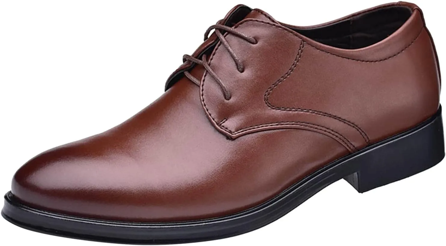 Men's Dress Shoe Loafers Fashion Style Men's Breathable Comfortable Business Lace Up Work Leisure Solid Color Leather Shoes Brown Dress Boots
