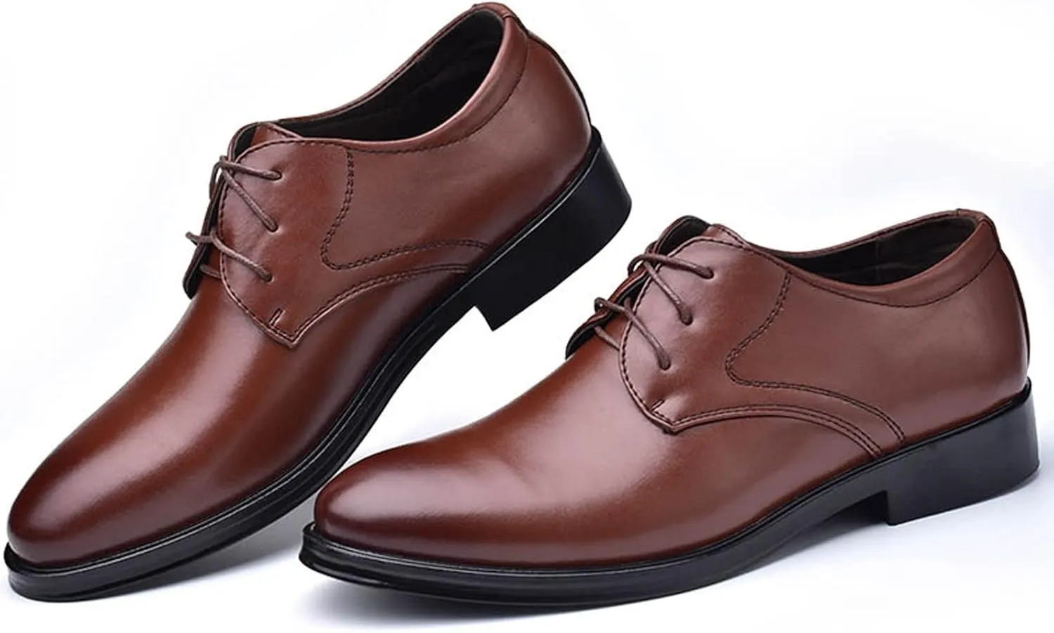 Men's Dress Shoe Loafers Fashion Style Men's Breathable Comfortable Business Lace Up Work Leisure Solid Color Leather Shoes Brown Dress Boots