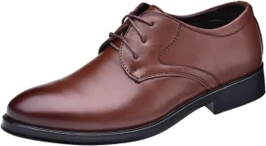 Men's Dress Shoe Loafers Fashion Style Men's Breathable Comfortable Business Lace Up Work Leisure Solid Color Leather Shoes Brown Dress Boots