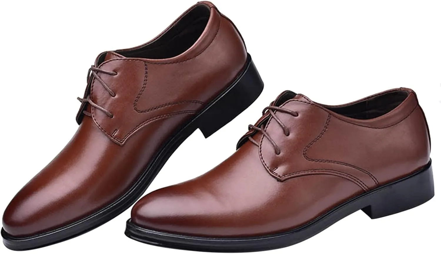 Men's Dress Shoe Loafers Fashion Style Men's Breathable Comfortable Business Lace Up Work Leisure Solid Color Leather Shoes Brown Dress Boots