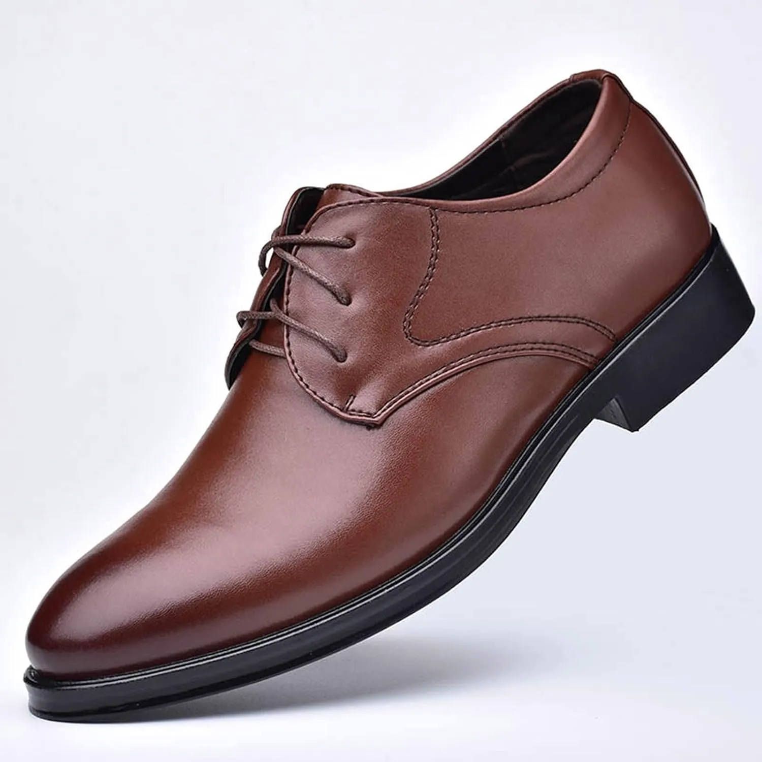 Men's Dress Shoe Loafers Fashion Style Men's Breathable Comfortable Business Lace Up Work Leisure Solid Color Leather Shoes Brown Dress Boots