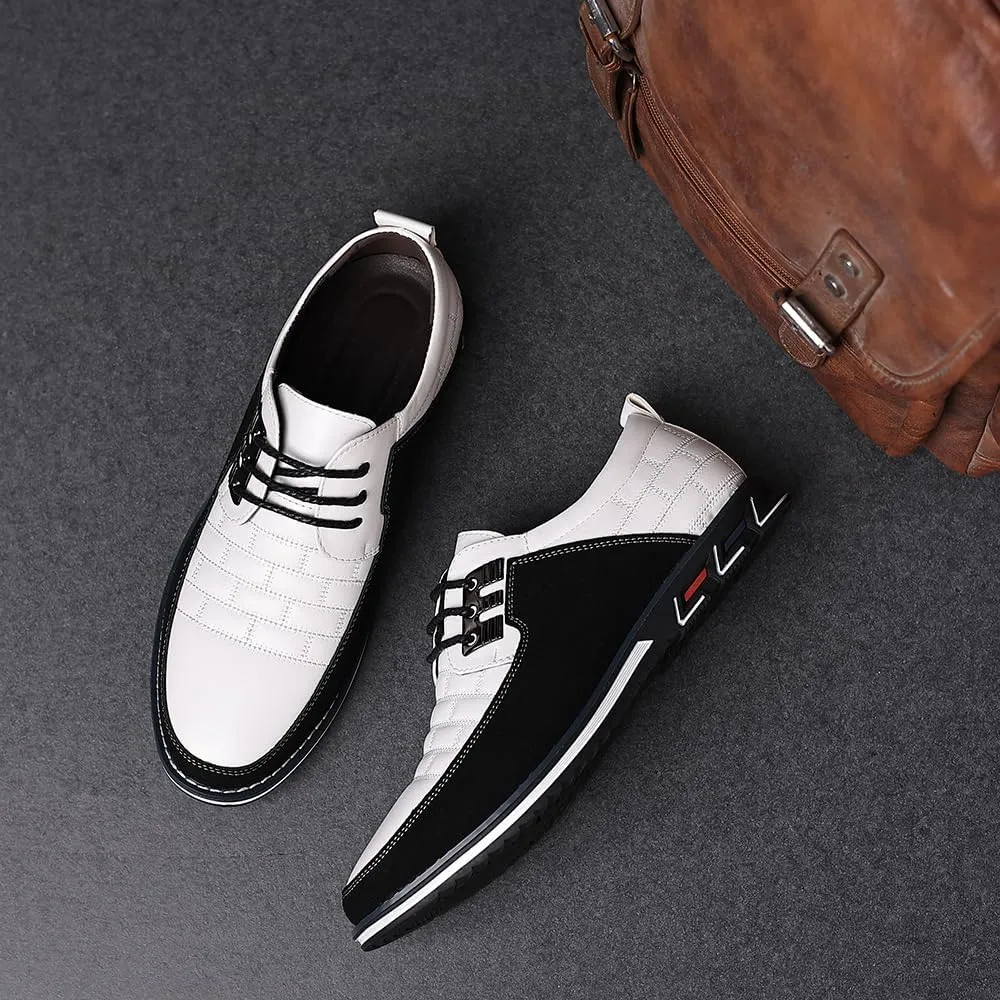 Mens Dress Shoes Casual Business Oxford Derby Orthopedic Leather Shoes Simple Lace-up Walk Loafers Flats Shoes for Men