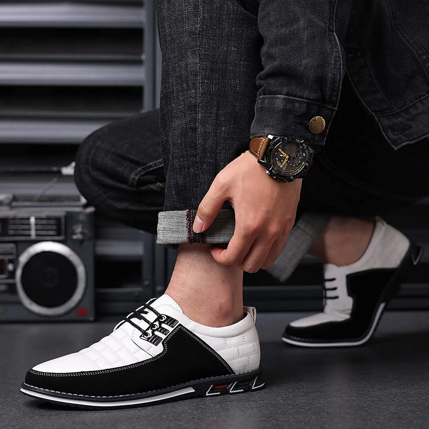 Mens Dress Shoes Casual Business Oxford Derby Orthopedic Leather Shoes Simple Lace-up Walk Loafers Flats Shoes for Men
