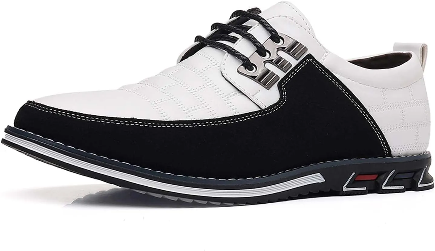 Mens Dress Shoes Casual Business Oxford Derby Orthopedic Leather Shoes Simple Lace-up Walk Loafers Flats Shoes for Men