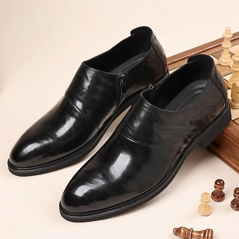 Men's Dress Shoes Mens Business Casual Loafers Patent Leather Formal Slip On Brogue Shoes for Men