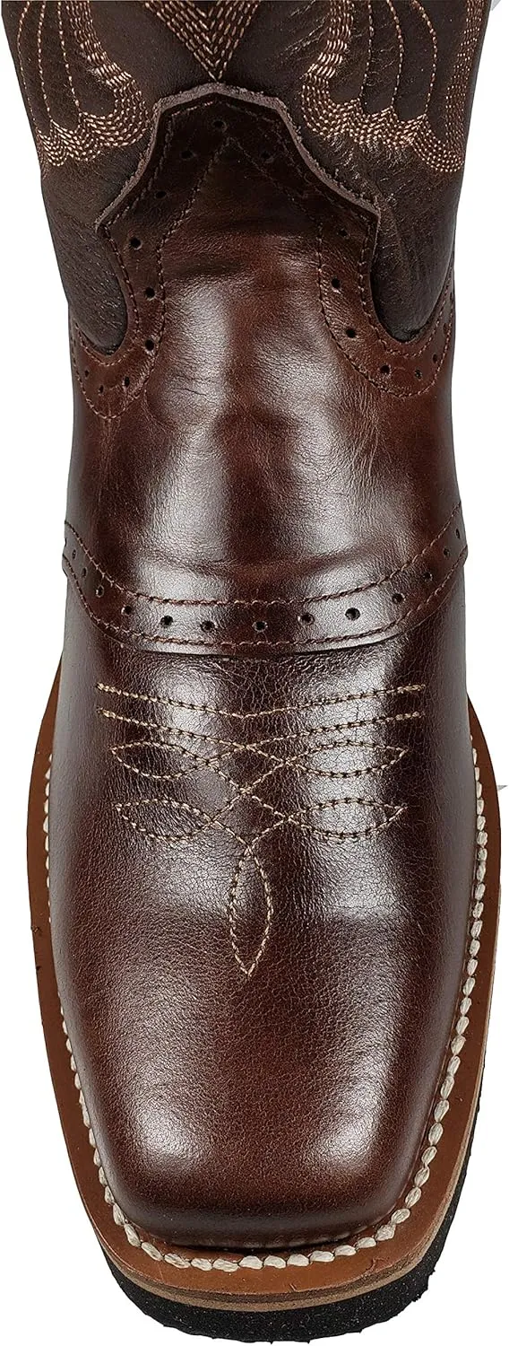 Men's establo Rodeo Work Boots Genuine Leather Brown Color