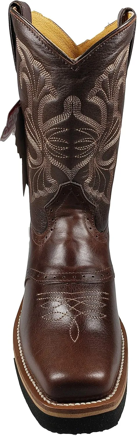 Men's establo Rodeo Work Boots Genuine Leather Brown Color