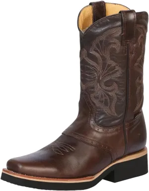 Men's establo Rodeo Work Boots Genuine Leather Brown Color
