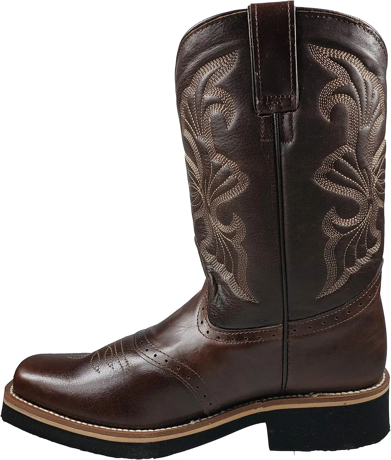 Men's establo Rodeo Work Boots Genuine Leather Brown Color