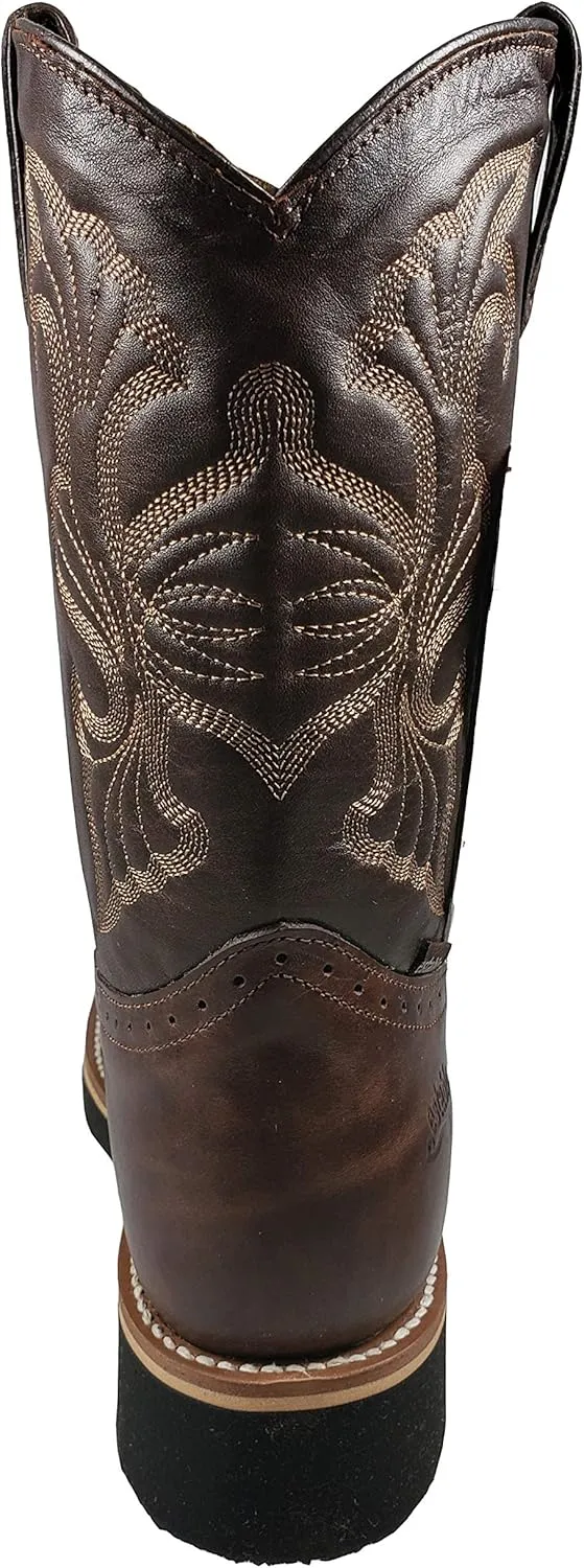 Men's establo Rodeo Work Boots Genuine Leather Brown Color
