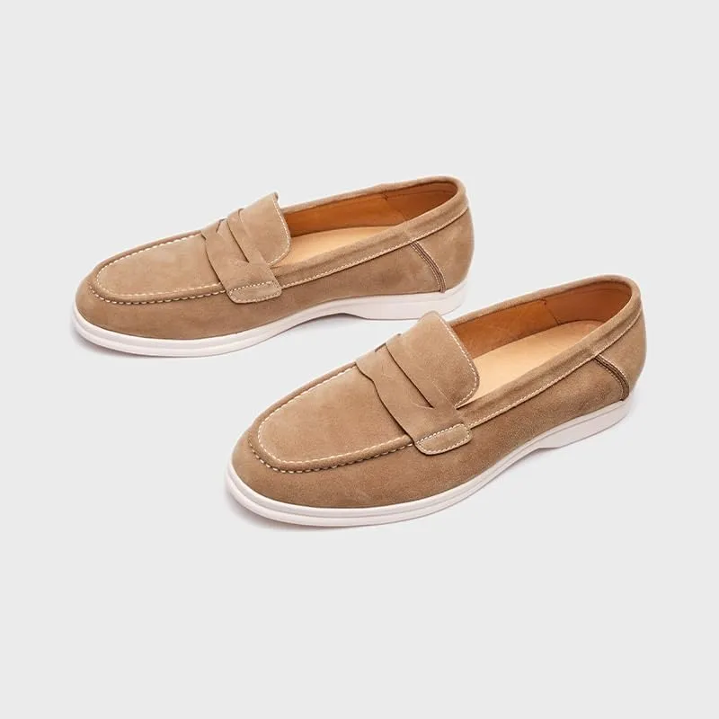 Mens Fashion Backless Dress Slippers Slip-Ons Penny Loafers Suede Slippers Daily Non-Slip Low Block Heel Casual Shoes