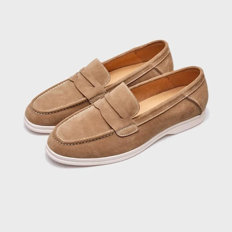 Mens Fashion Backless Dress Slippers Slip-Ons Penny Loafers Suede Slippers Daily Non-Slip Low Block Heel Casual Shoes