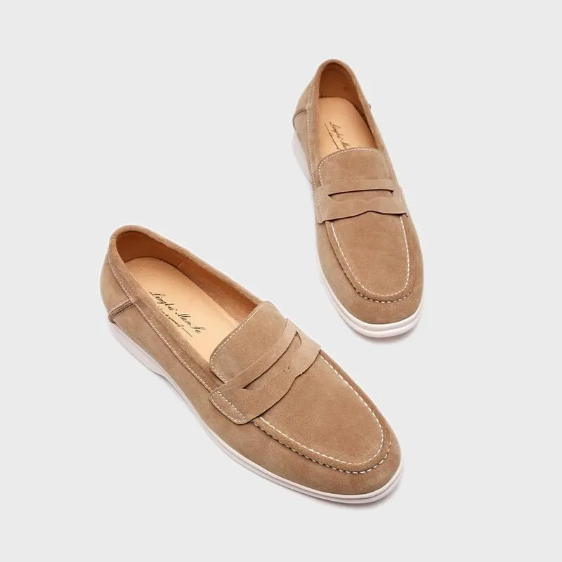 Mens Fashion Backless Dress Slippers Slip-Ons Penny Loafers Suede Slippers Daily Non-Slip Low Block Heel Casual Shoes