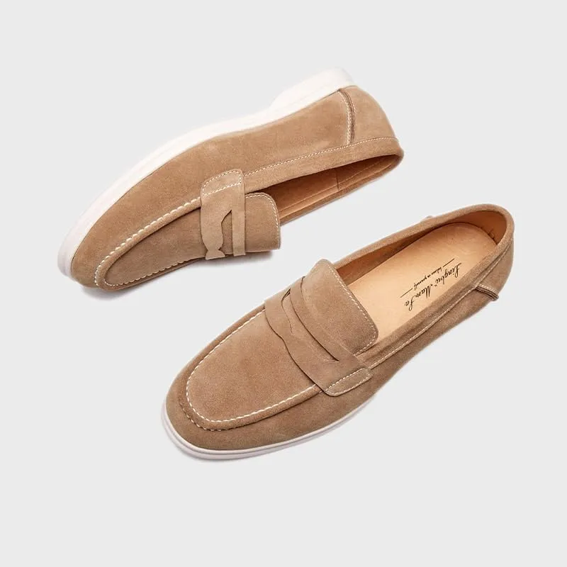 Mens Fashion Backless Dress Slippers Slip-Ons Penny Loafers Suede Slippers Daily Non-Slip Low Block Heel Casual Shoes