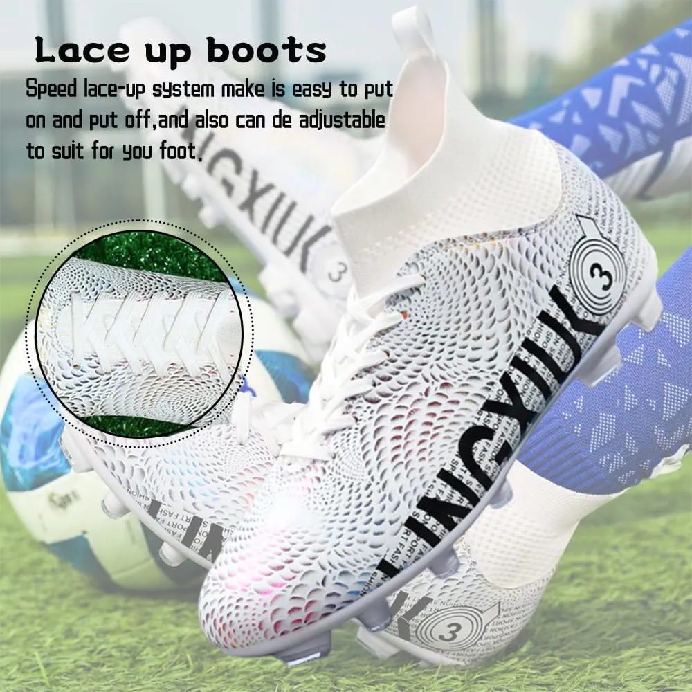 Men's Football Boots Spikes High Top Unisex Outdoor/Indoor Training Sneakers - Lawn Outdoor Youth Football Boots